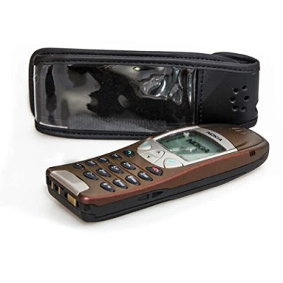 Image de caseroxx Sac Cuir avec Clip Ceinture pour Nokia 6210 6310 6310i en veritable, Housse de Protection à Porter la (avec fenêtre Transparente antisalissure; Coloris Noir)