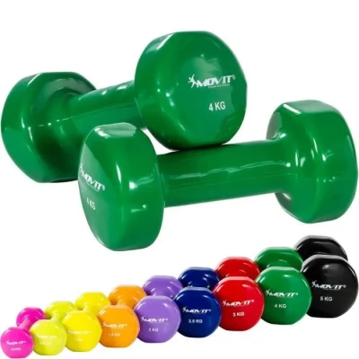 Image de MOVIT set de 2 haltères en vinyle, courts avec surface 2x 0,5 kg vert foncé