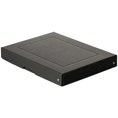 Image de Falken Réf. 22001688000F PureBox 1 boîte de rangement avec couvercle emballage cadeau sans plastique Format A3 hauteur 100 mm poignée découpée entourée d&#039;un ruban Couleur noire