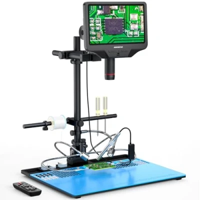 Image de Andonstar AD409 Max microscope numérique HDMI avec station de soudure, endoscope, écran LCD 10,1&quot;, caméra électronique USB 300X pour soudure PCB professionnelle, prend en charge Windows PC