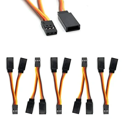 Image de Lot de 5 câbles répartiteurs type JR/Futaba 1 à 2 Y mâle vers femelle pour modèles RC Avion 7 cm