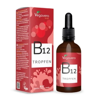 Image de Vitamine B12 Liquide Vegavero® VEGAN 60ml 500 μg Ratio 4:1 Methylcobalamin et Adenosylcobalamin Défense Immunitaire Absorption Elevée SANS ADDITIFS