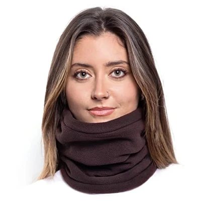 Image de Karl Loven Tour de Cou Homme Femme Unisex Polaire Cache col Nez Hiver masque écharpe Tube Chaud épais ski cyclisme vélo moto Sport Bonnet Snow Bandeau Coupe Vent élastique (Marron)