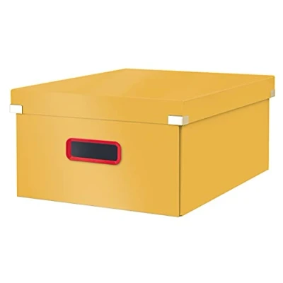 Image de Leitz Click &amp; Store Boîte de Rangement Pliable avec Couvercle, Carton Solide, Format A3, Maison / Bureau, Gamme Cosy, Jaune, 53490019