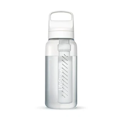 Image de LifeStraw Go Series Gourde filtrante sans BPA 1l pour les voyages et l’usage quotidien. Élimine bactéries, parasites microplastiques. Améliore le Goût, Polar White (blanc)