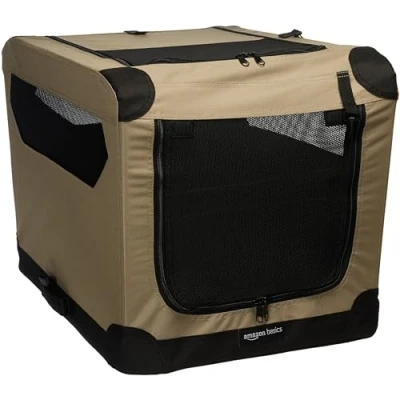 Image de Amazon Basics Niche Souple et portable Pliante pour Chien, Brun, l 66 x 46 H cm