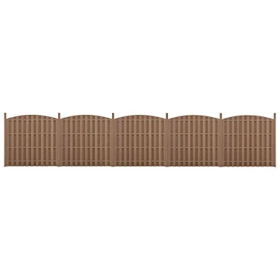 Image de NEU.HOLZ 5 Pièces de Clôture Barrière Brise Vue Vent Bois Composite WPC Demi Cercle Arrondi Brun 185 x 932 cm