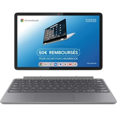 Image de Lenovo Duet 11M889 MediaTek Kompanio 838 Hybride (2 en 1) 27,8 cm (10.9 ) Écran tactile WUXGA 8 Go LPDDR4x SDRAM 128 eMMC Wi Fi 6 (802.11ax) ChromeOS Gris Neuf