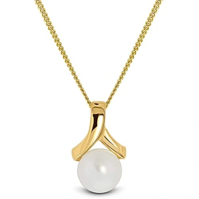 Image de Miore Collier Femme Or Chaîne Jaune Massif 9KT 375 avec Pendentif Perle d&#039;Eau Douce 7.5 mm Hypoallergénique : 45 cm Livré Boîte à Bijoux