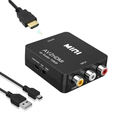 Image de Adaptateur hdmi RCA vers AV HDMI,Adaptateur 1080P Supporte PAL/NTSC Composite CVBS pour Caméra,Xbox360,PS2,PS3,WII,N64,Snes,PSP