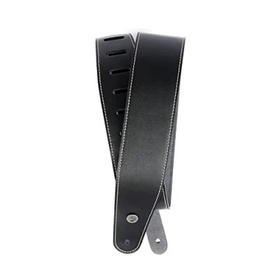Image de Planet Waves Sangle de guitare en cuir classique avec couture contrastante Waves, coloris noir