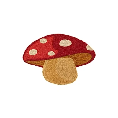 Image de fisura. Tapis intérieur en Forme de Champignon. Paillasson Original Noix Coco avec Support antidérapant PVC. Dimensions : 70 x 40 cm. (Champignon, Rouge)