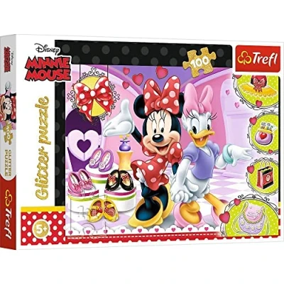 Image de Trefl Glitter, und Glitzer, Disney Minnie Sparkles 100 Pièces, pour Enfants à partir de 5 Ans Puzzle, TR14820, Coloré