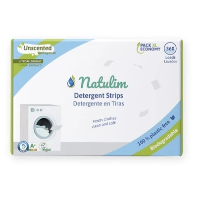 Image de Natulim Lessive en Éco Feuilles pour machine à laver (360 lavages) Effet adoucissant, Écologique, Hypoallergénique, Zero Déchet Vêtement propre et doux sans nuire l&#039;environnement (Sans parfum)