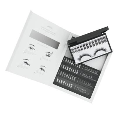 Image de Starter kit pour extensions de cils en grappe à appliquer soi même la maison Nanolash 36 grappes + bonder sealer remover applicateur (Noir, HEARTBREAKER)