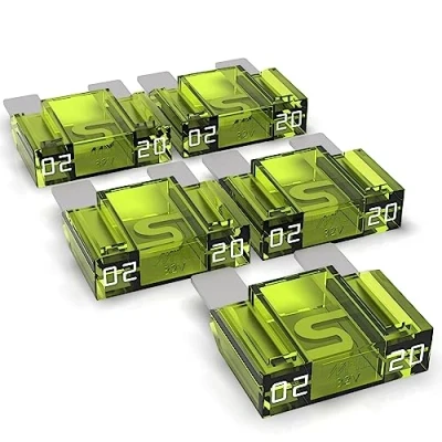 Image de AUPROTEC fusible à lame Maxi 20 80A, enfichable d&#039;automobile, choix : 20A ampères, jaune, 5 pièces