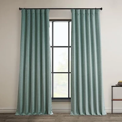 Image de HPD Half Price Drapes BOCH LN185 P Rideaux occultants en Faux Lin pour Chambre à Coucher (1 Panneau), 127 x 120 cm, Chardon de mer