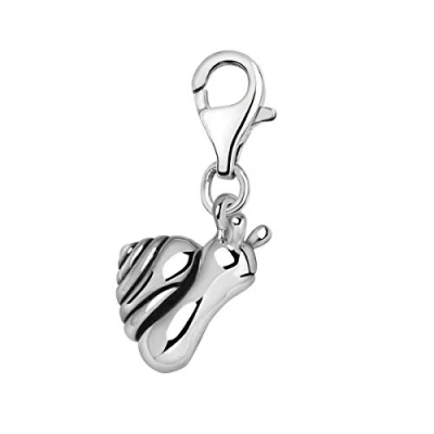 Image de Quiges Charm Pendentif Breloque avec Fermoir Femme Plaqué Argent Escargot 3D