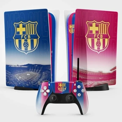 Image de Sticker PS 5 Foot, Autocollant pour Console et Manette, Edition Standard Disque, Skin Barcelone (1 Manette)