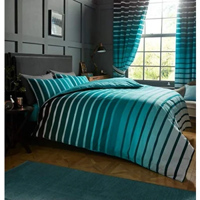 Image de Gaveno Cavailia Luxueuse Parure de lit Oscar avec Housse Couette et taies d&#039;oreiller, Coton Polyester, Bleu Sarcelle, Double (200 x 200cm)