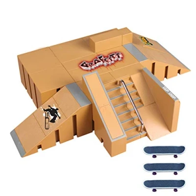 Image de Stecto Kit de skateboard avec mini doigts Ultimate Parks 3 panneaux et rampe pour Tech Deck,
