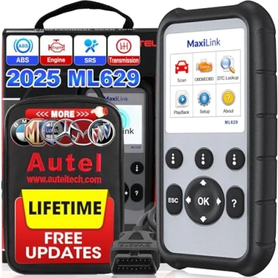 Image de Autel MaxiLink ML629 Scanner Automobile OBD2, 2024 Dernier Modèle Mis à Jour AL619 ML619 Lecteur Code Voiture Vérification du Moteur Outil Diagnostic Transmission ABS SRS avec VIN Automatique