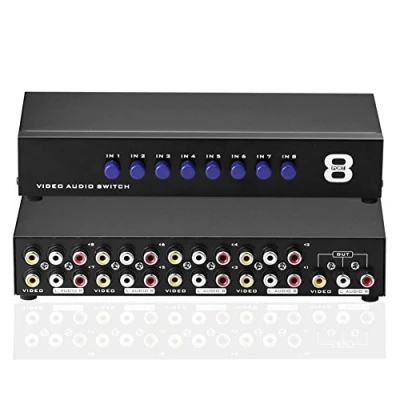 Image de SIENOC 8 Port Entrée 1 Sortie Vidéo Audio AV RCA Switch Switcher Sélecteur Box