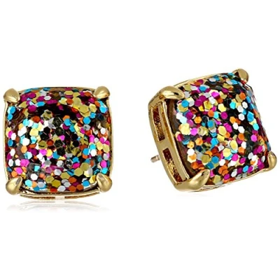 Image de Kate Spade New York Petits clous d&#039;oreilles carrés, paillettes multicolores