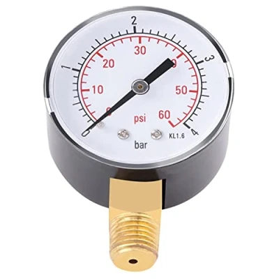 Image de FTVOGUE Mini manomètre basse pression 1/4 &quot;NPT jauge à latéral en laiton pour carburant Air huile ou eau 0 4bar/0 60psi NPT