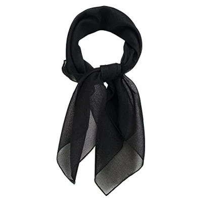 Image de TigerTie Foulard en mousseline fine pour femme Couleur unie Dimensions : 58 x cm, Noir , Taille Unique