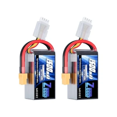 Image de Zeee 3S Lipo Batterie 1500mAh 11,1V 120C RC avec connecteur XT60 pour FPV Racing Drones Vélo de Route Quadcopters Avion Hélicoptère Bateau Voiture (2 Paquets)