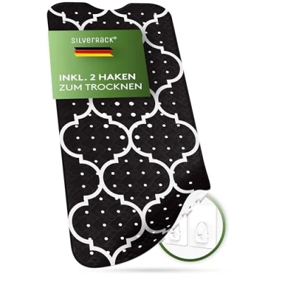Image de SilverRack Tapis de bain 100x40 cm (motif maroc noir) antidérapant sans BPA pour enfants et bébés douche résistant à la moisissure &amp; lavable en machine Boho