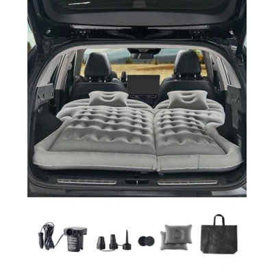 Image de VEVOR matelas gonflable pour voiture, lit épais et floqué, de couchage portable confortable durable avec pompe à air, embout sac transport, la plupart des SUV MPV, gris