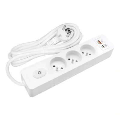 Image de Multiprise SELDUR G3FH32B 3 prises type E Interrupteur USB A+C 20W rapide