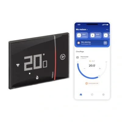 Image de LEGRAND Thermostat connecté Smarther with Netatmo pour montage encastré 2 modules Noir 49039