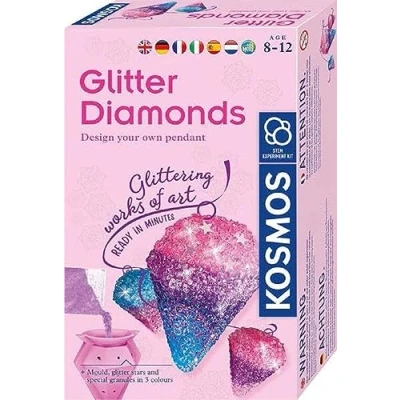 Image de KOSMOS 617189 Diamants Scintillants, pendentifs de Bijoux avec moules, Rubans, Paillettes, granulés en 3 Couleurs, kit d&#039;expérimentation pour Enfants 8 à 12 Ans, multilingue