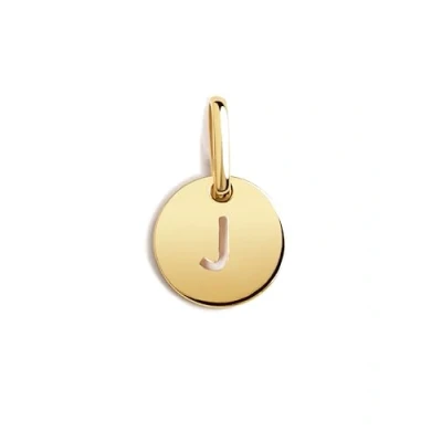 Image de SINGULARU Mini Medallion Letter or Pendentif Initiale en argent Sterling 925 avec finition plaqué 18 K Lettres A Z Charm Combinable Collier Bijoux pour Femme Lettre J