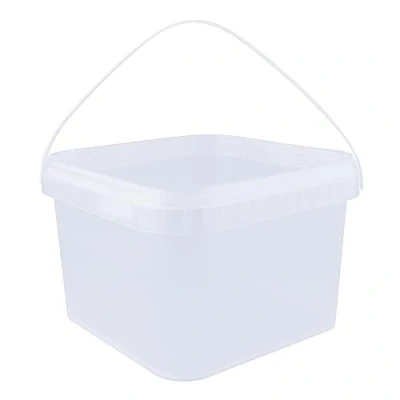 Image de Jerrycanshop seau avec couvercle, 3,5 l, 100 % étanche à l&#039;air et aux liquides, convient un usage alimentaire, de stockage, en plastique anse, vide, carré, sans BPA, naturel