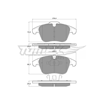 Image de TOMEX brakes TX 14 47 Jeu de plaquettes frein Essieu avant VOLVO: V60 I, S80 II, XC70 II Break, FORD: S Max Mk1, MONDEO 4, Galaxy Mk2 MPV