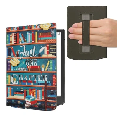 Image de kwmobile Étui Compatible avec Pocketbook InkPad 4 / Color 3 2 Vivlio Coque à Rabat magnétique Tablette eReader Similicuir Sangle Multicolore