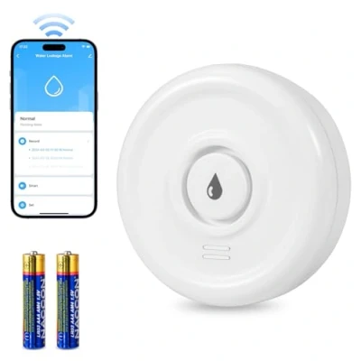 Image de Detecteur de Fuite d&#039;eau 2.4GHz WiFi Détecteur Incluses Piles Capteur Compact pour Détecter Une Inondation avec Alarme 100 DB, Intelligent Cuisine Cave Bain