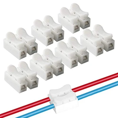 Image de QitinDasen 100Pcs CH2 Connecteur Ressort Rapide, Bornier Connexion Fils Printemps, Serre Fils, pour Fil de Lumière LED Bande