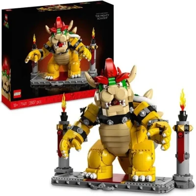 Image de LEGO Super Mario Le Puissant Bowser Figurine à Collectionner et Construire Modèle 3D de Collection Jouet pour Enfants Combiner avec Pack Démarrage Cadeau Garçons Filles 71411