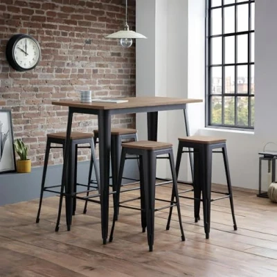 Image de Julian Bowen Table haute Grafton, orme moka/noir