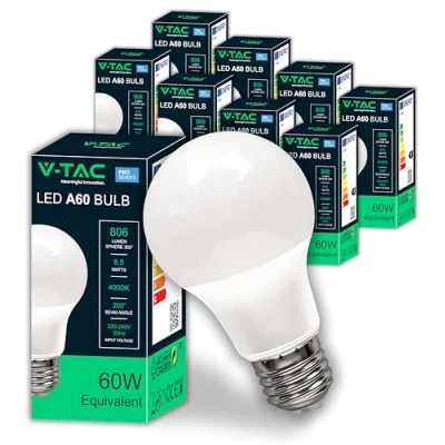 Image de 10x Ampoules LED E27 [ Haute Efficacité 8,5W ] A60 (Équivalentes à 60W) Nouvelle Génération Basse Consommation 806 Lumens Blanc Neutre 4000K