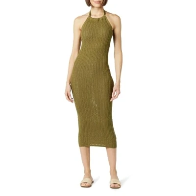 Image de The Drop Robe Midi Sans Manches en Crochet Jayla pour Femme, Huile D&#039;olive, XL