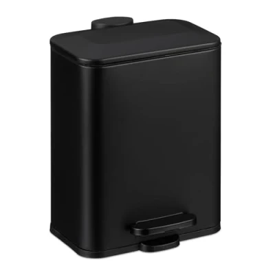 Image de Relaxdays Poubelle de Salle Bain, 5 L, Fermeture en Douceur, Aspect Mat, Seau Amovible, à pédale, Noire