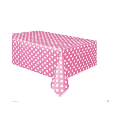 Image de Unique Party 50265 Nappe Plastique à Pois 2,74 x 1,37 m Rose Vif