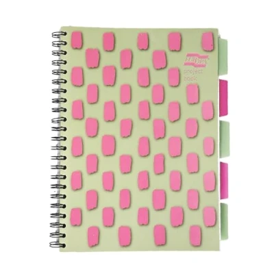 Image de Exacompta Europa Splash Réf EU1507Z Project Book avec 5 intercalaires en plastique, couverture PP brillante, 200 pages lignées, format A4, micro perforées, rose/vert