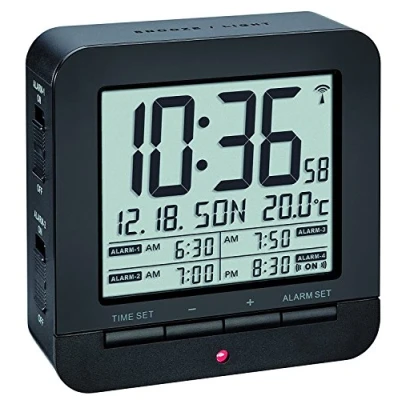Image de TFA Dostmann 60.2536 Radio réveil numérique avec 4 Heures d&#039;alarme (Noir Batteries)